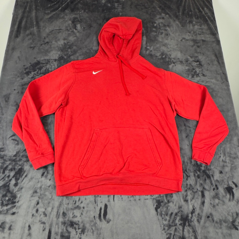 Nike Hoodie Mens XL Red Pullover Swoosh Logo Fleece Sweatshirt